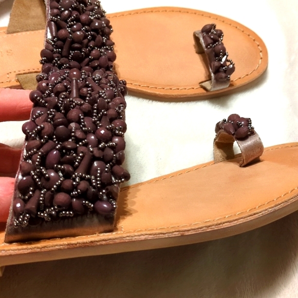 Torgeis Sandals sz 7 Leather lining with beads - Picture 3 of 8